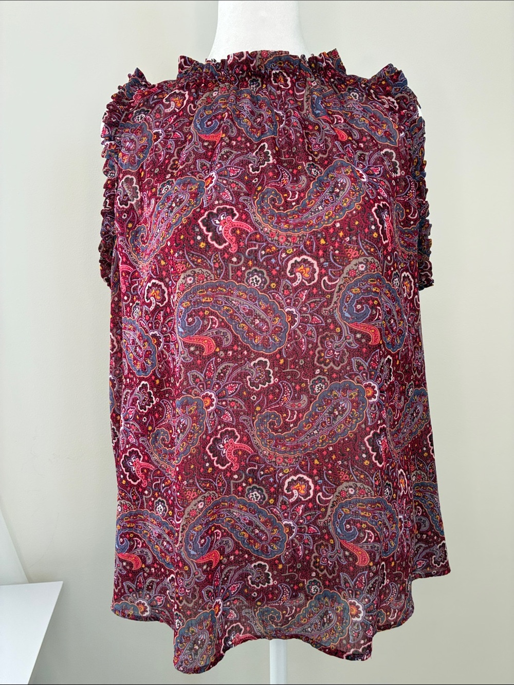 GAP Paisley Print Top — Burgundy & Pink Accents